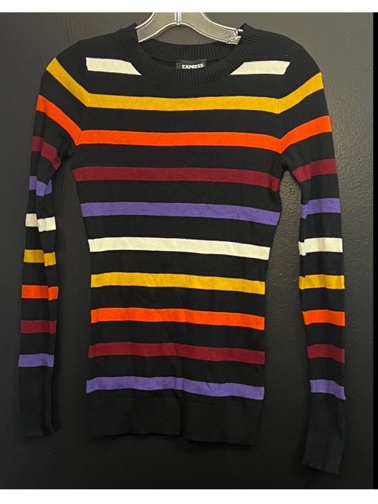 Express Sweaters - EXPRESS Black Multi-Color Striped Sweater